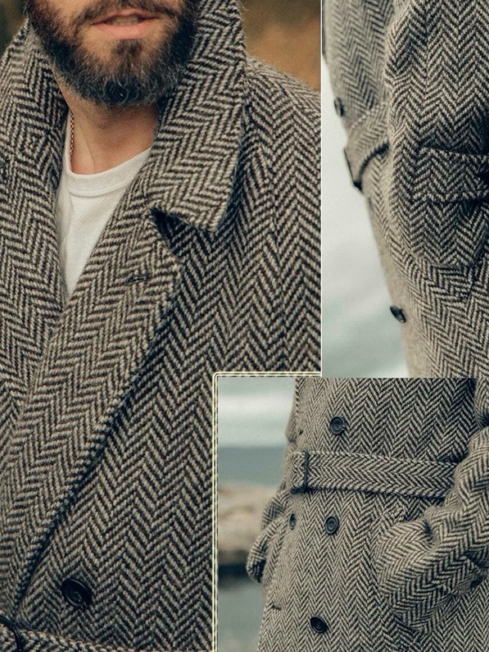 Herringbone Wool Trench